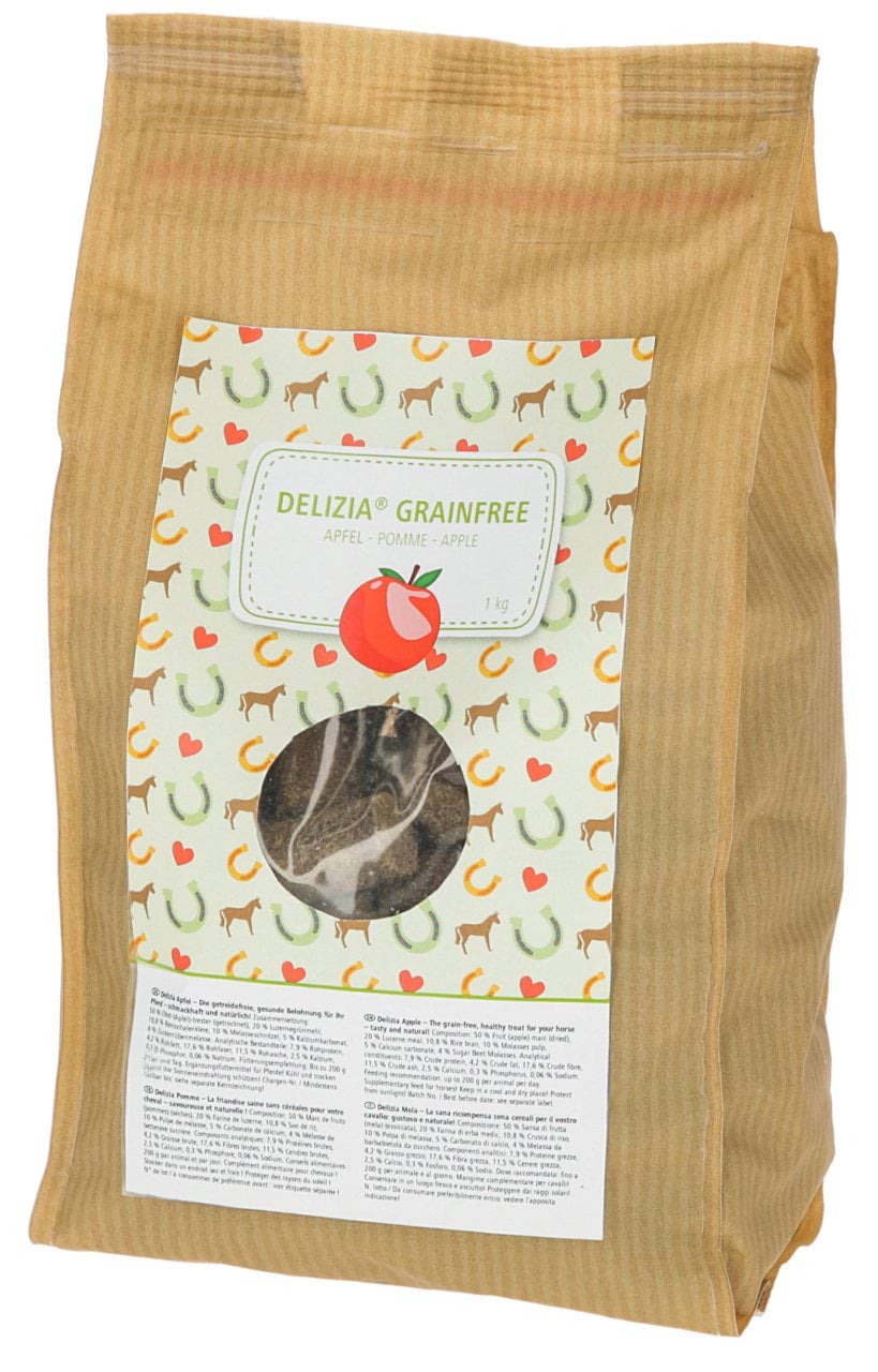 Лакомство для лошади Delizia GrainFree, яблоко, 1 кг