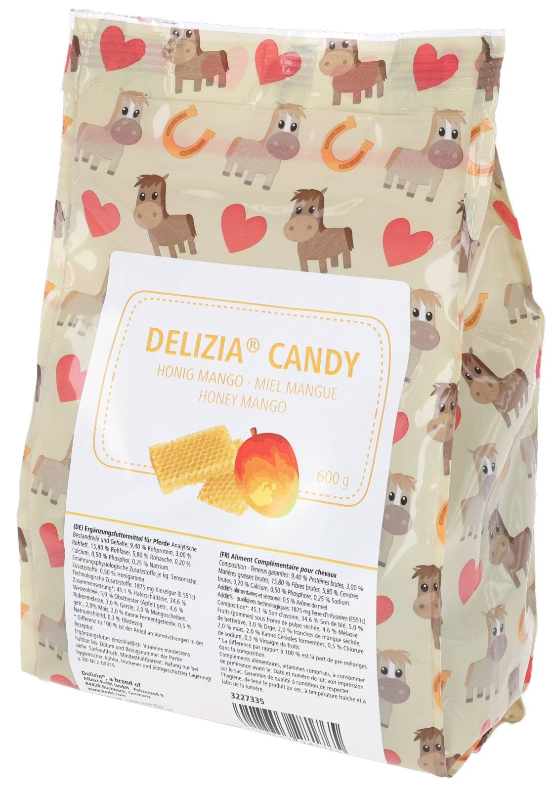Конфеты для лошади Delizia Candy, мед/манго, 600 г