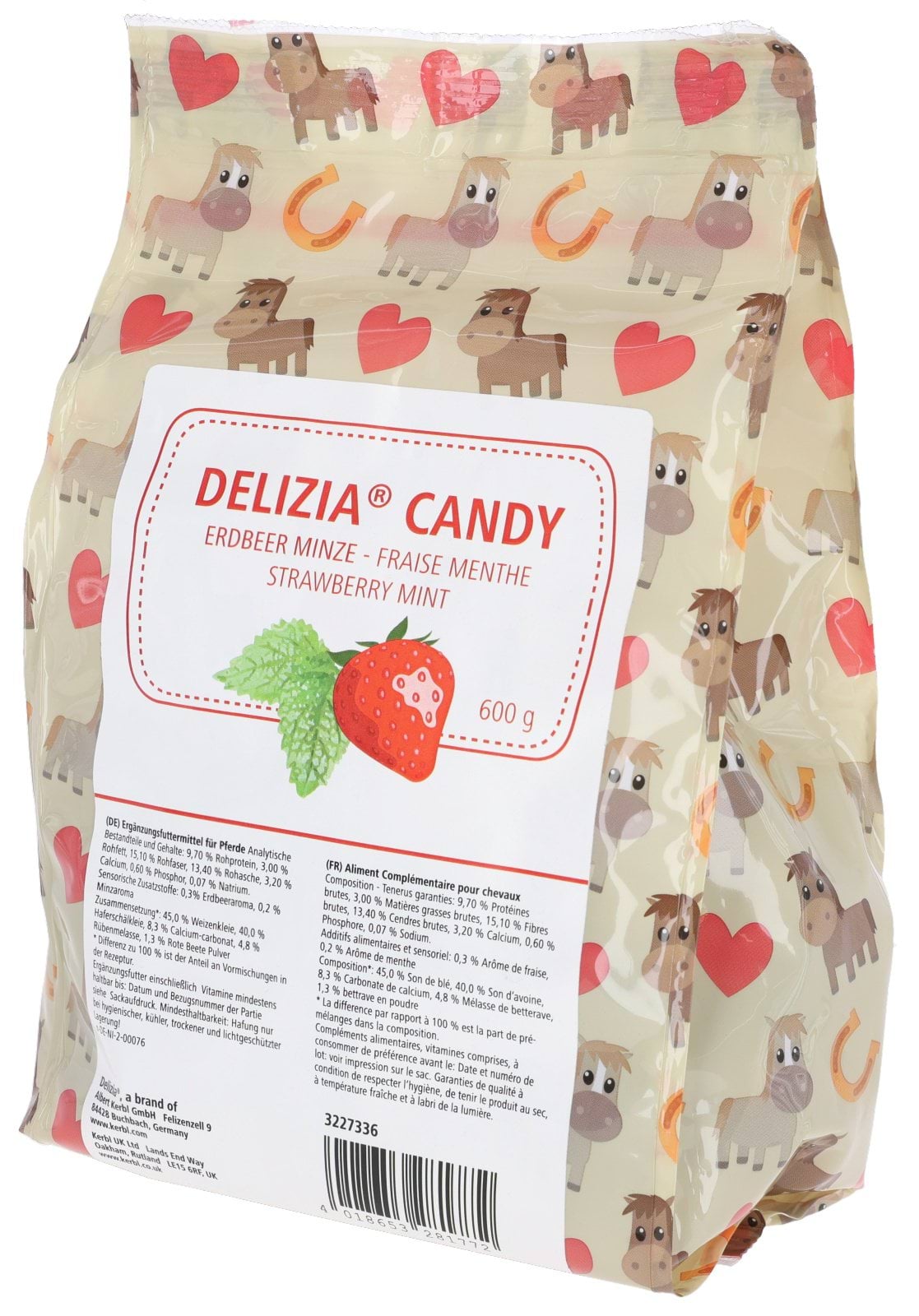 Конфеты для лошади Delizia Candy, клубника/мята, 600 г