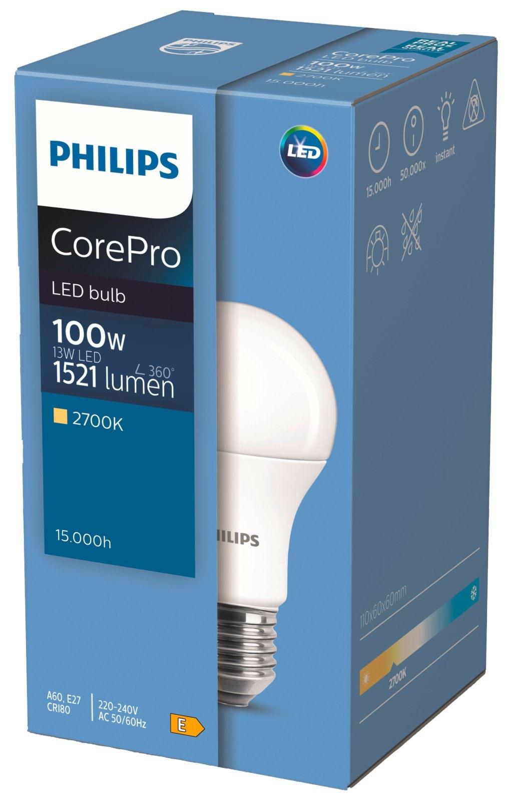Лампочка E27 Philips CorePro, 13/100 W, 1521 lm, 2700K, матовая, Kerbl
