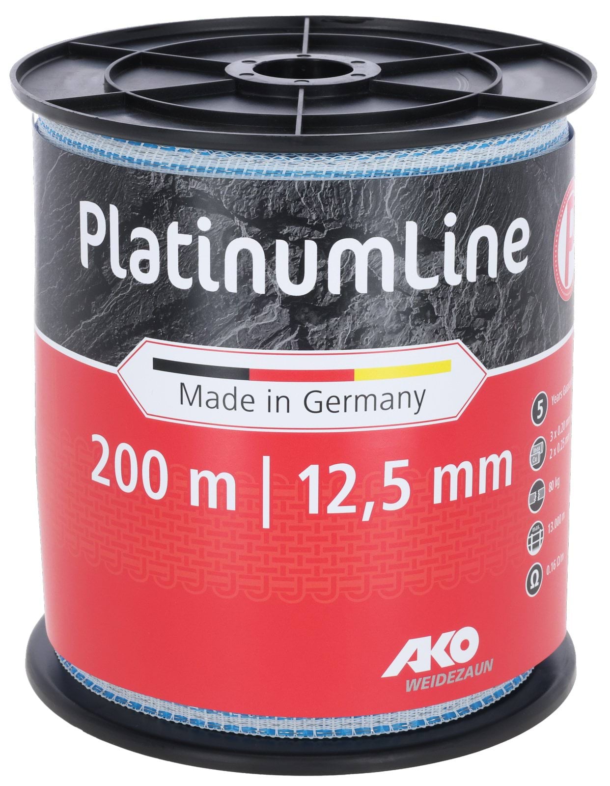 Лента для электроограждений PLATINUM LINE, 200 м х 12,5 мм, бело-синяя, AKO