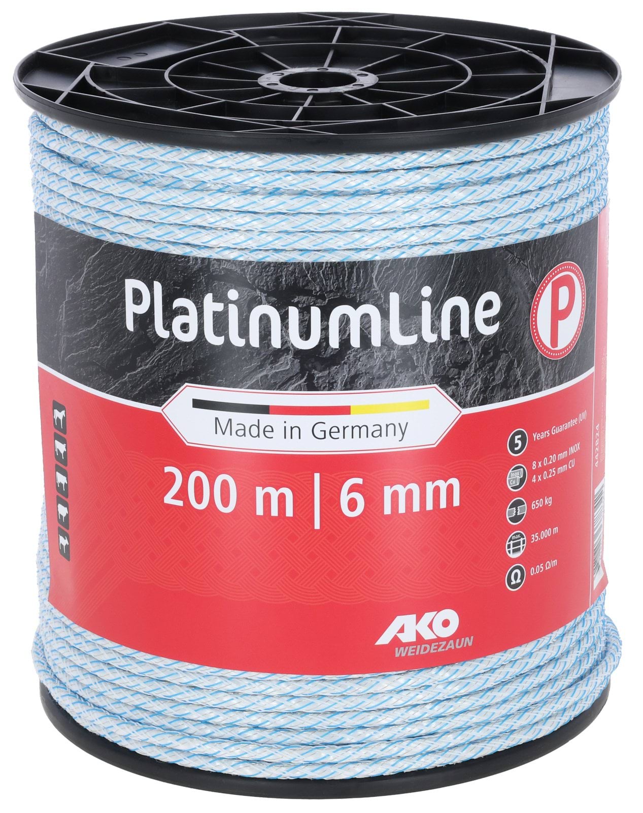 Шнур для электроограждений PLATINUM LINE, 300 м, бело-синий, AKO