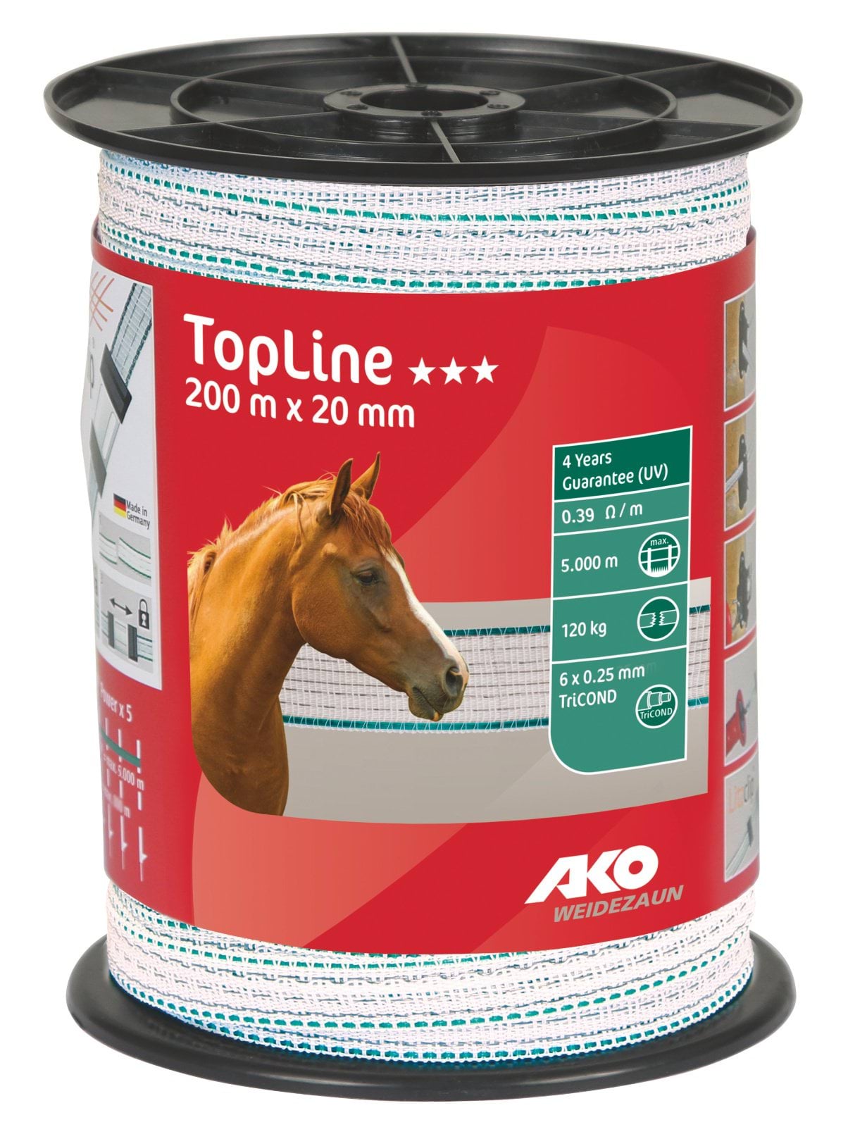 Лента для электроограждений TOP LINE Tricond, 200 м х 20 мм, бело-перламутровая, AKO