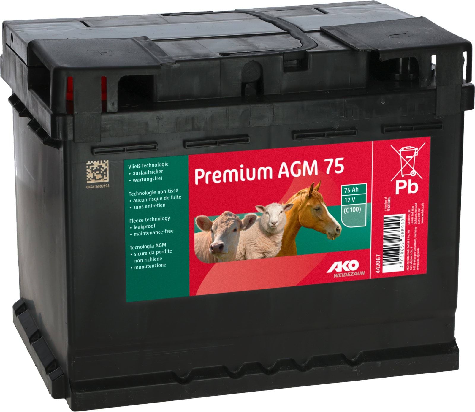 Аккумулятор Premium AGM, 12 V, 75 Ah, AKO
