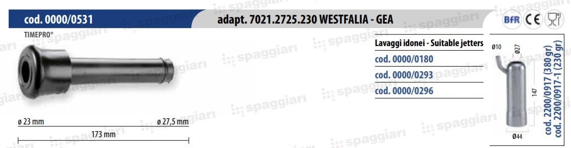 Сосковая резина тип Westfalia 0000/0531, 23 мм, 4 шт, Spaggiari
