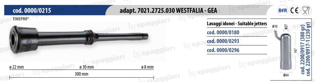 Сосковая резина тип Westfalia WK1 0000/0215, 8 мм, 4 шт, Spaggiari