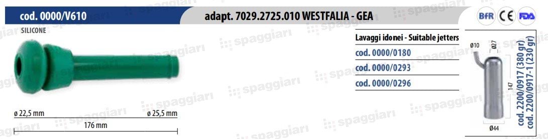 Сосковая резина 7029.2725.010, силиконовая, зеленая, 4 шт., Spaggiari