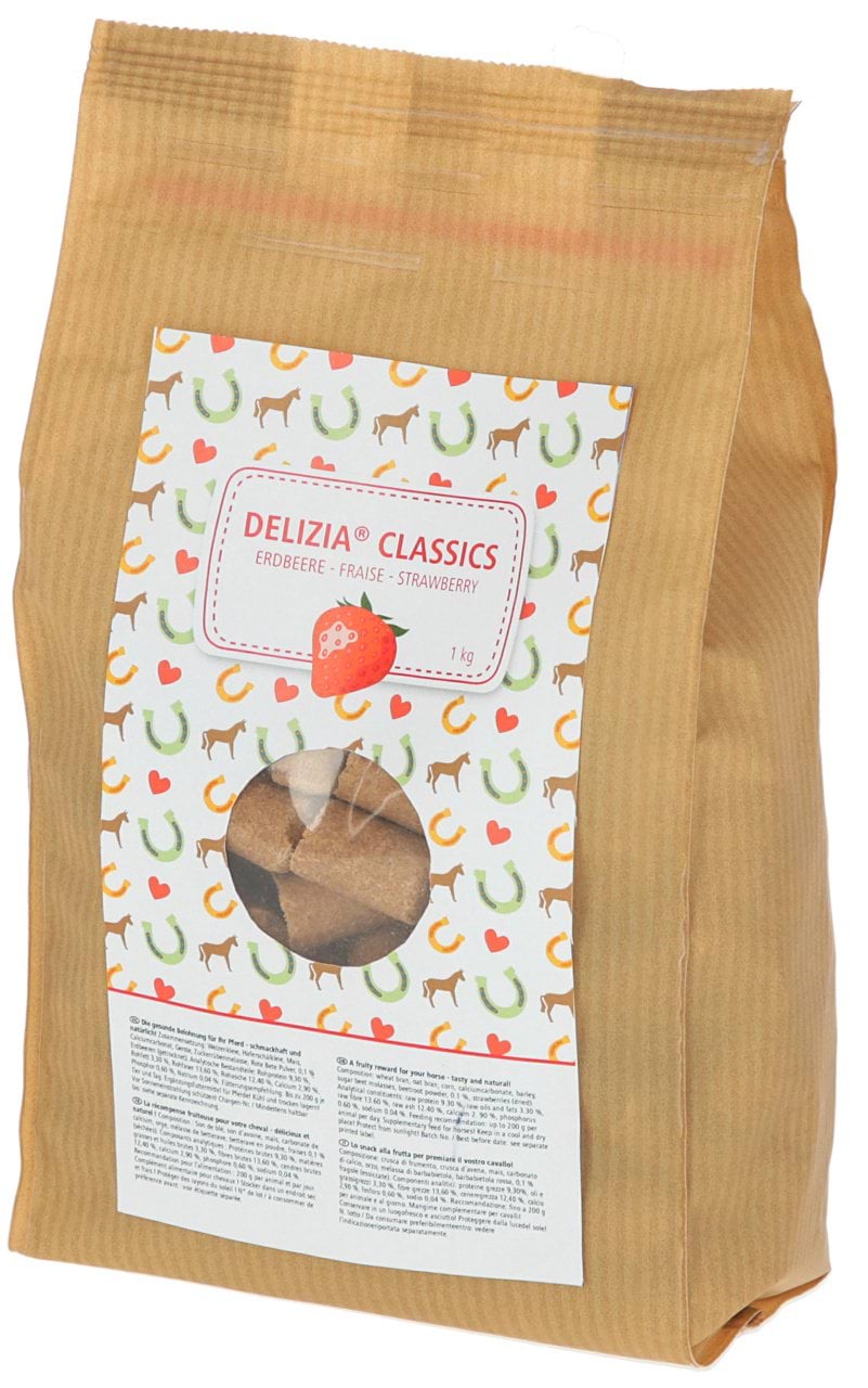 Лакомство для лошади Delizia Classic, клубника, 1 кг