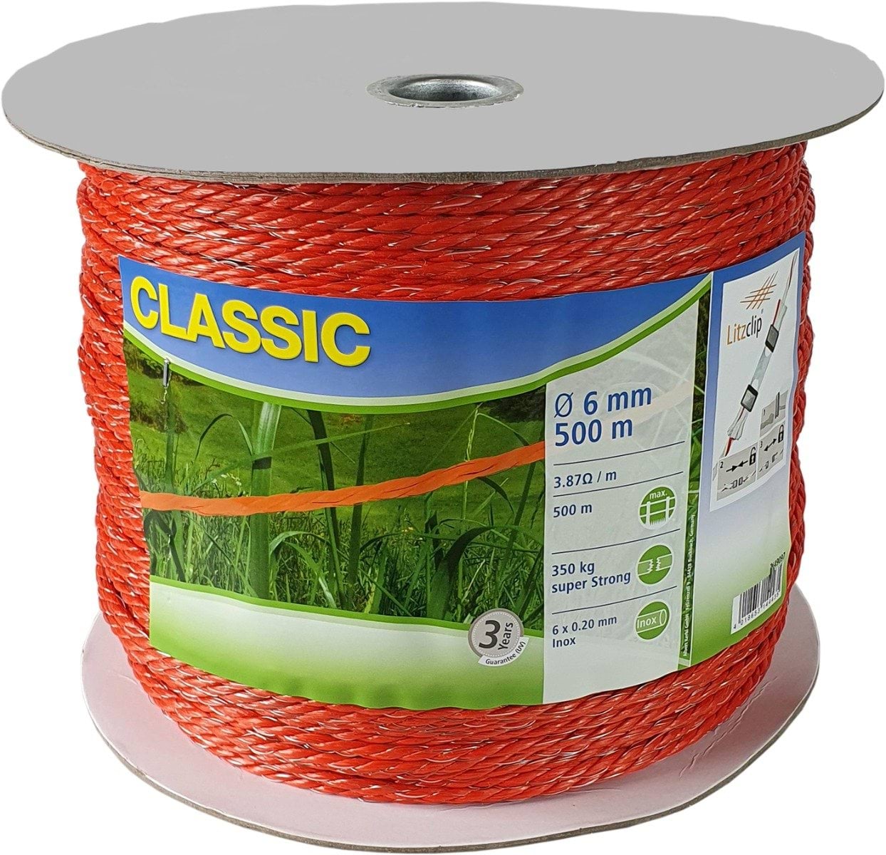 Шнур для электроизгороди CLASSIC, 500 м х 6 мм, оранжевый, Kerbl