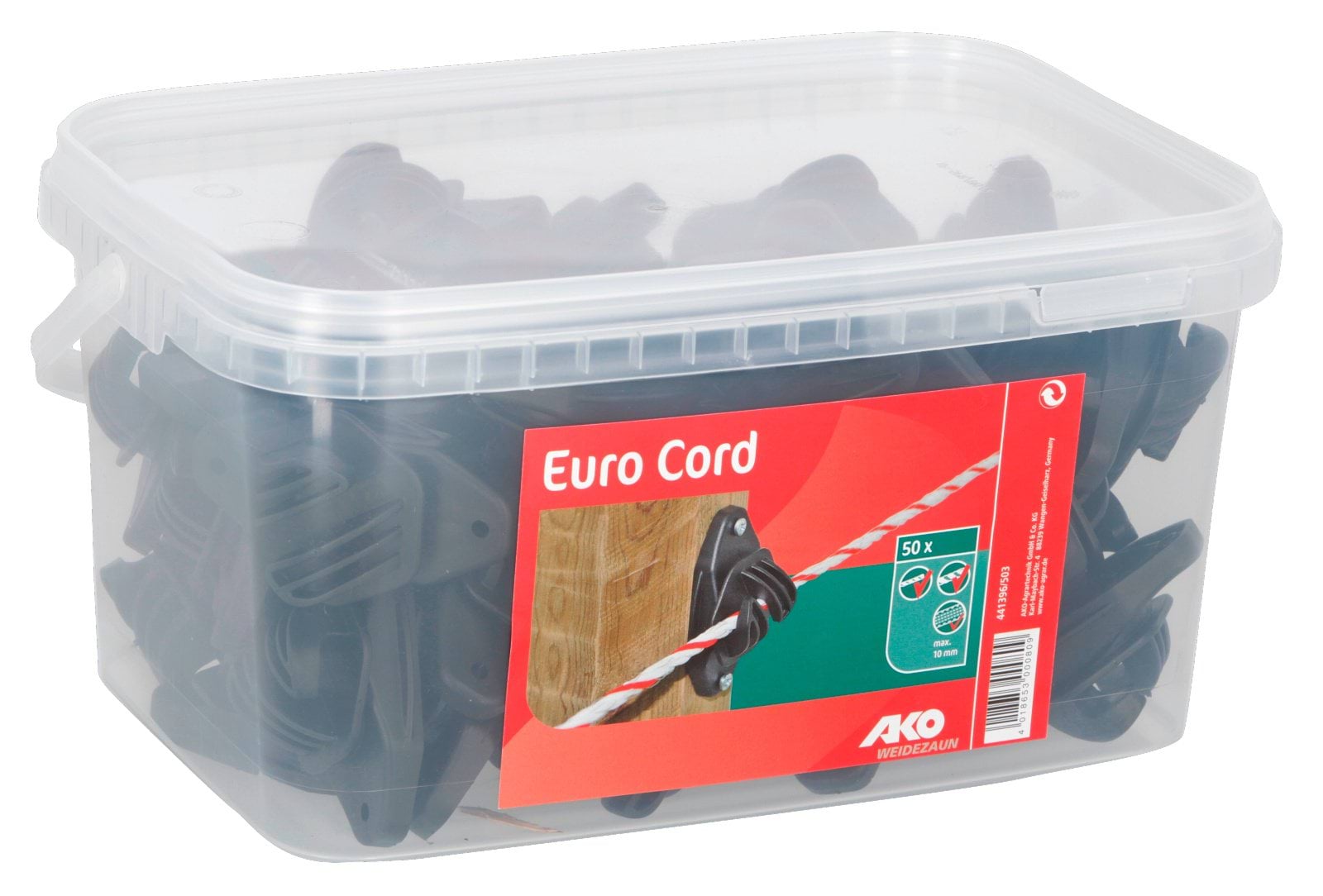 Изолятор прибиваемый Euro Cord для провода, черный, 50 шт., AKO