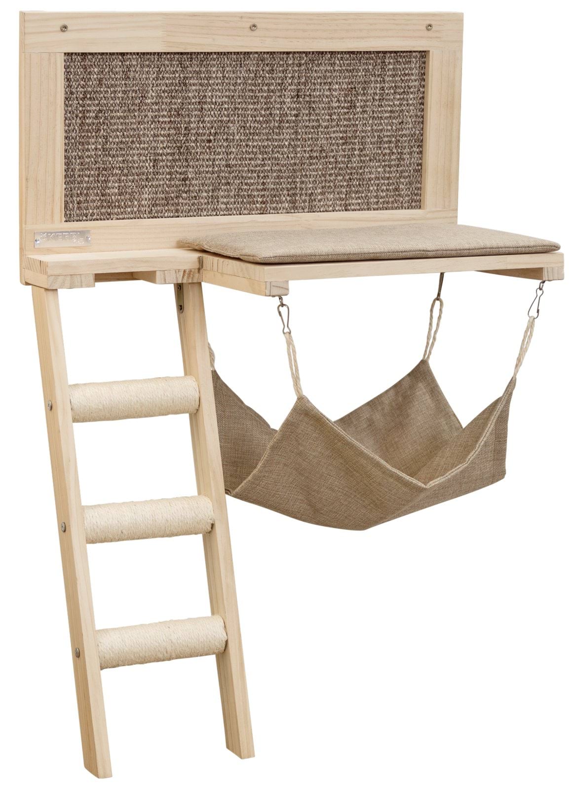 Настенный когтеточка с лежанкой для кошки Timber, бежевый, 58 x 32 x 89 см, Kerbl