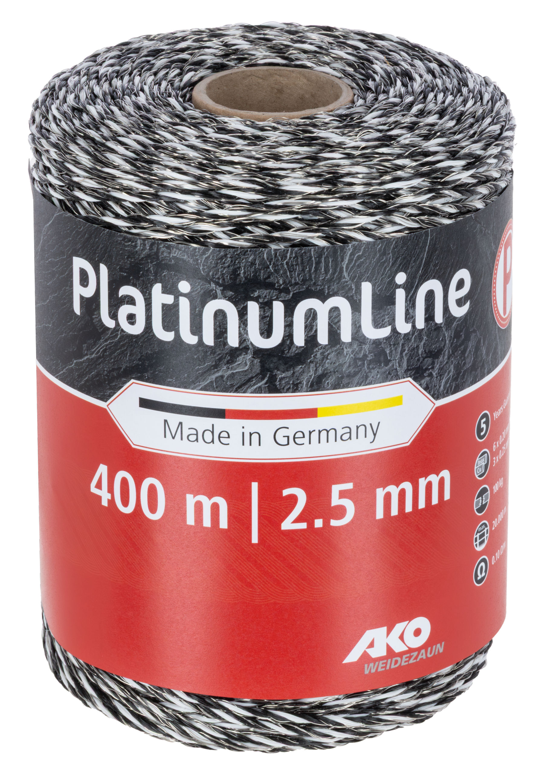 Плетенная сетка для ограждения Platinum Line 2,5 мм x 400 м, бело-черная, AKO