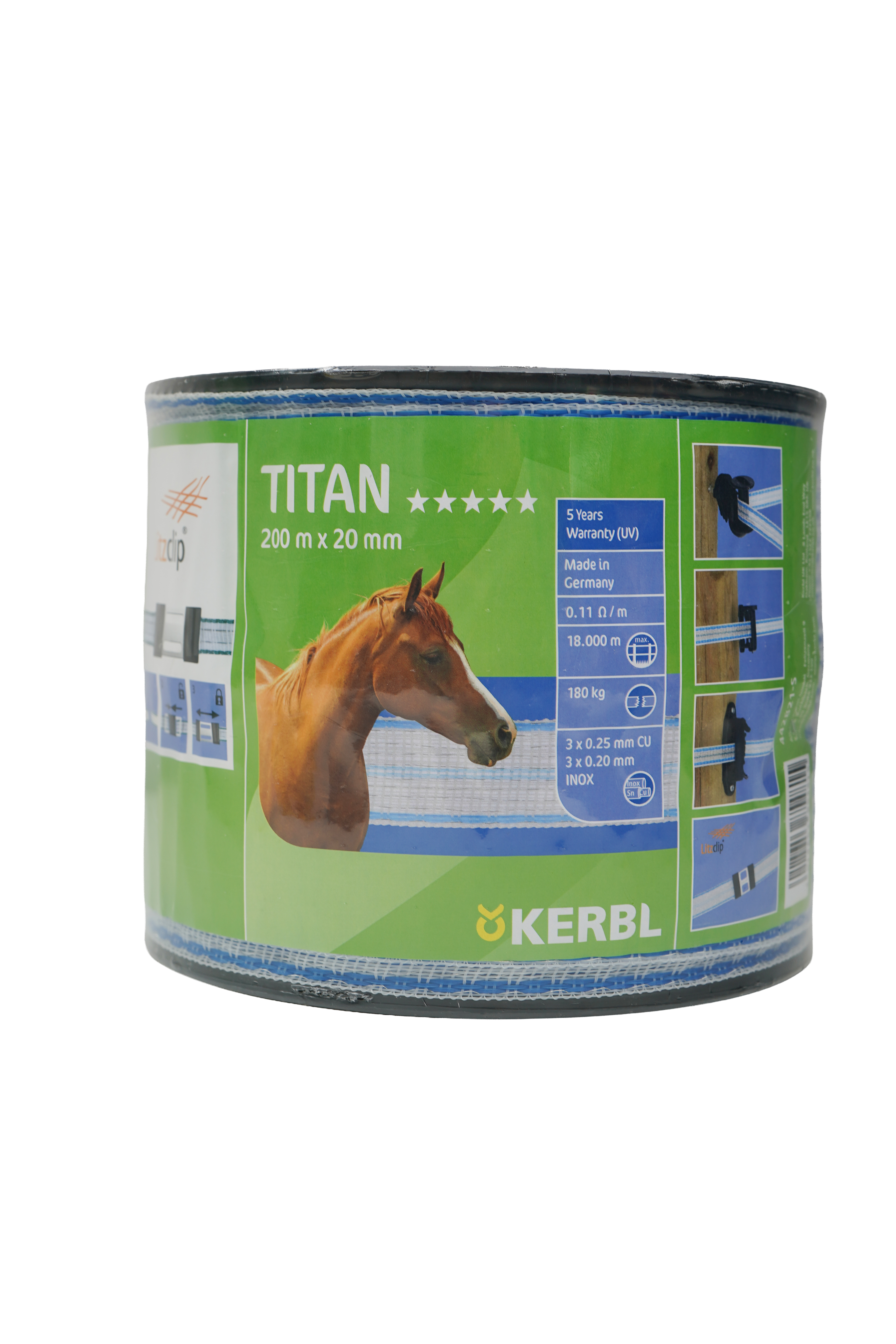 Ограждающая лента TITAN 20 мм x 200 м, бело-синяя, Kerbl