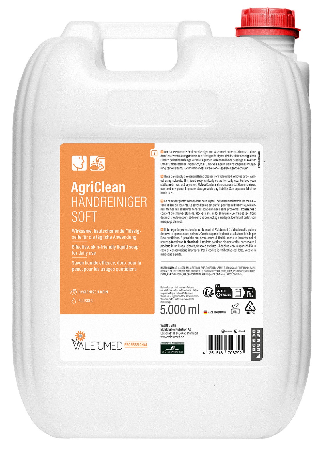 Жидкость для мытья рук AgriClean Soft, 5 л, VALETUMED