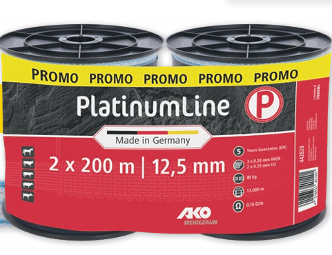Ограждающая лента PlatinumLine, 2 рулона по 200 м, 12,5 мм, бело-синяя, AKO