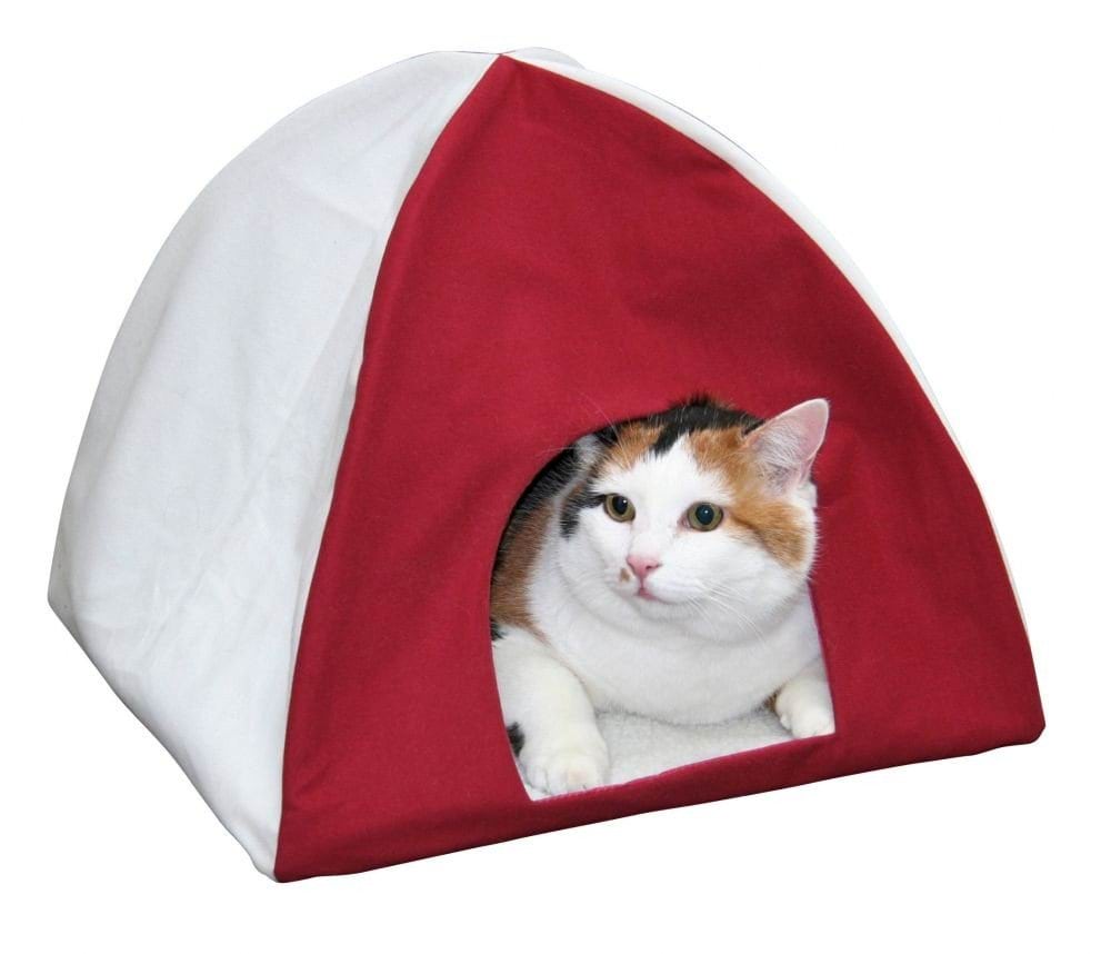 Будиночок-намет для кота Tipi, 40 х 40 х 35 см, червоно-білий, Kerbl
