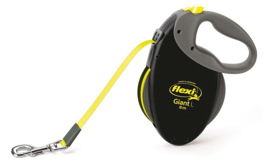 Повідець Flexi Giant для собак, стрічковий, розмір L, 8 м, 50 кг, неоновий/жовтий