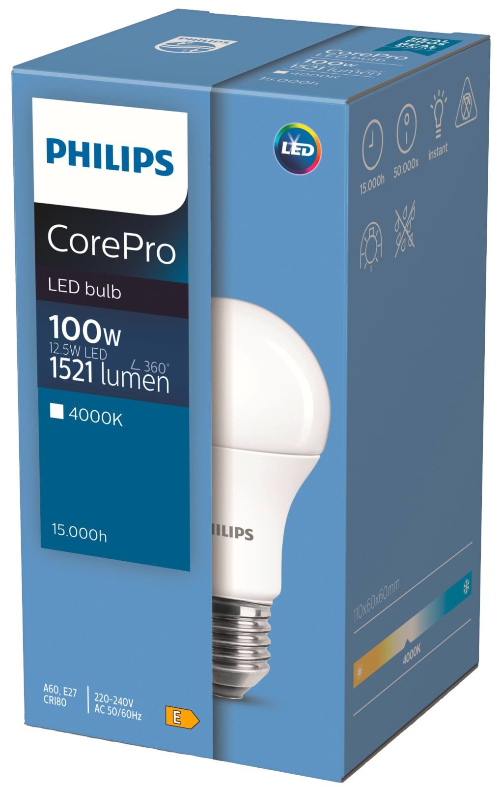Лампочка E27 Philips CorePro, 13/100 Вт, 1521 лм, 4000K, матова, Kerbl