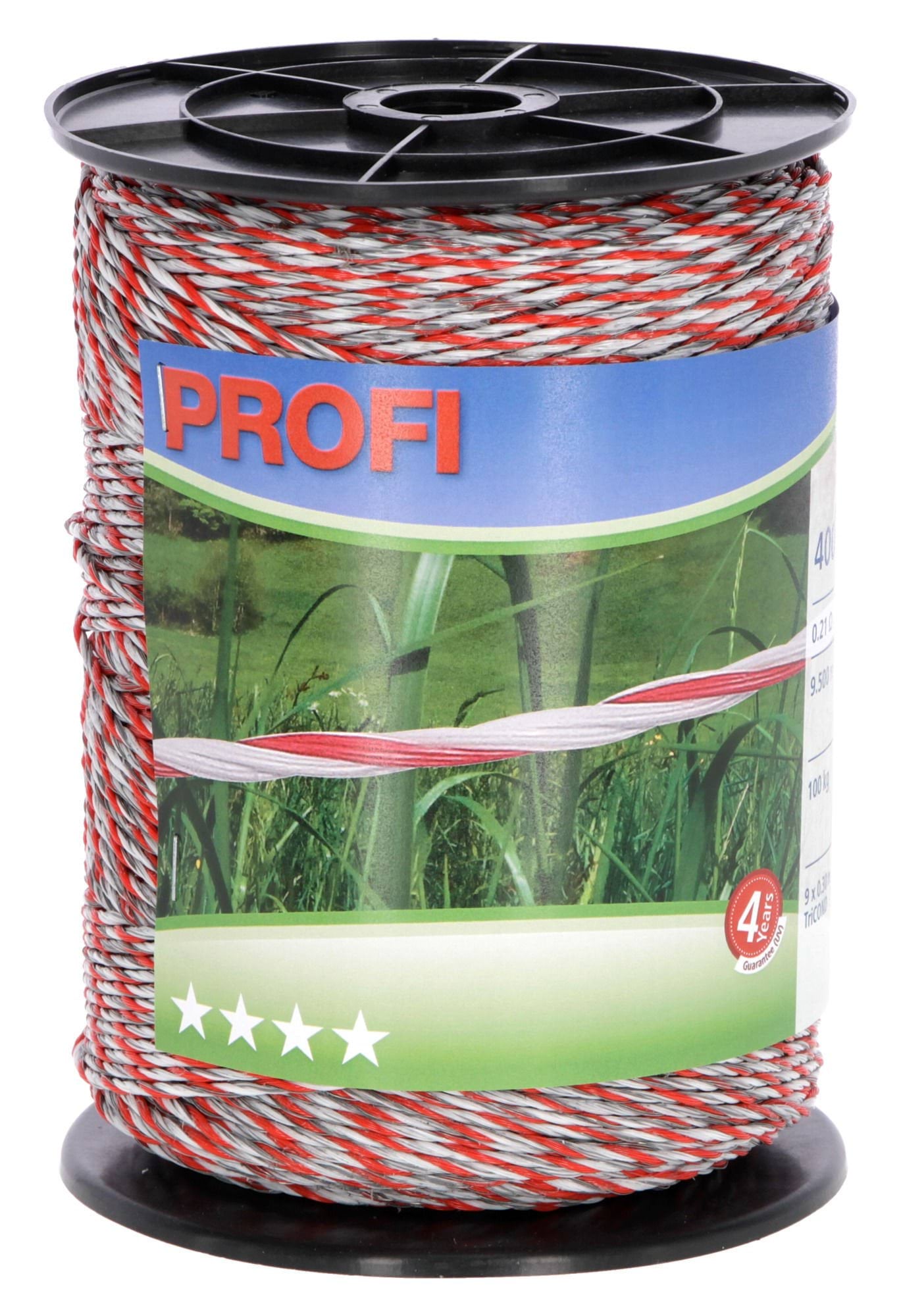 Шнур для електроогорож PROFI, 400 м х 2 мм, біло-червоний, Kerbl