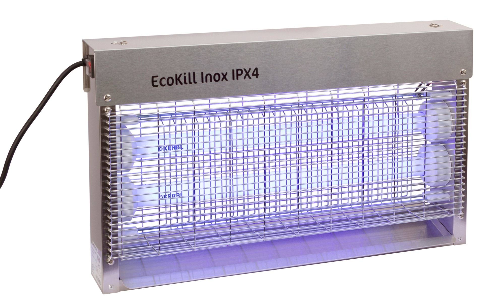 Інсектицидна лампа (знищувач комах) EcoKill Inox IPX4, 2 x 15 Вт, сині лампи, Kerbl