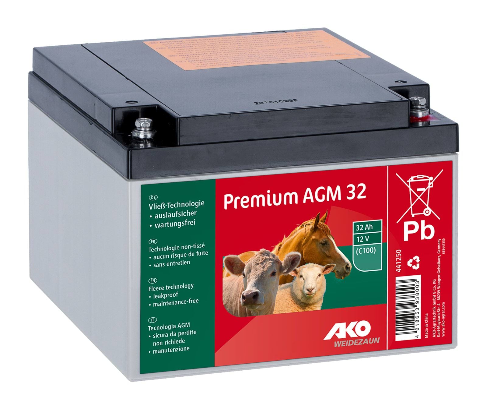 Акумулятор Premium AGM, 12 V, 32 Ah, AKO