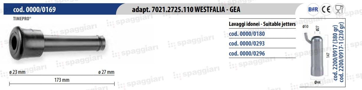 Дійкова гума тип Westfalia WK1 0000/0169, 19 мм, 4 шт, Spaggiari