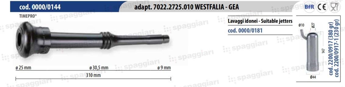 Дійкова гума тип Westfalia WK2 0000/0144, 25 мм, 4 шт, Spaggiari