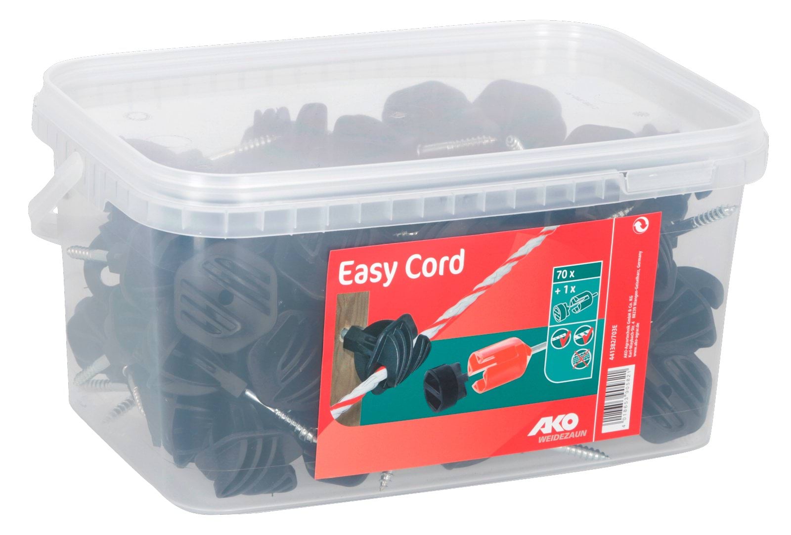 Ізолятор EasyCord для дроту до 8 мм, чорний, 70 шт., AKO