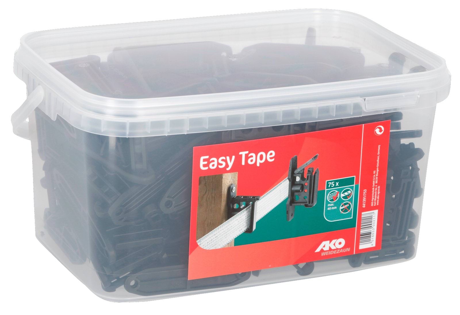 Ізолятор прибиваємий Easy Tape для стрічки до 40 мм, чорний, 75 шт., AKO