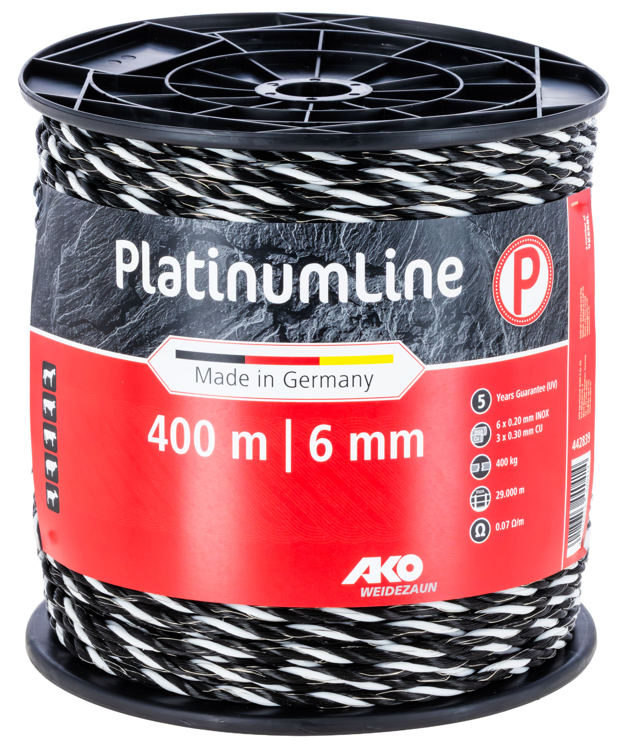 Огороджувальний шнур Platinum Line 6 мм x 400 м, чорно-білий, AKO