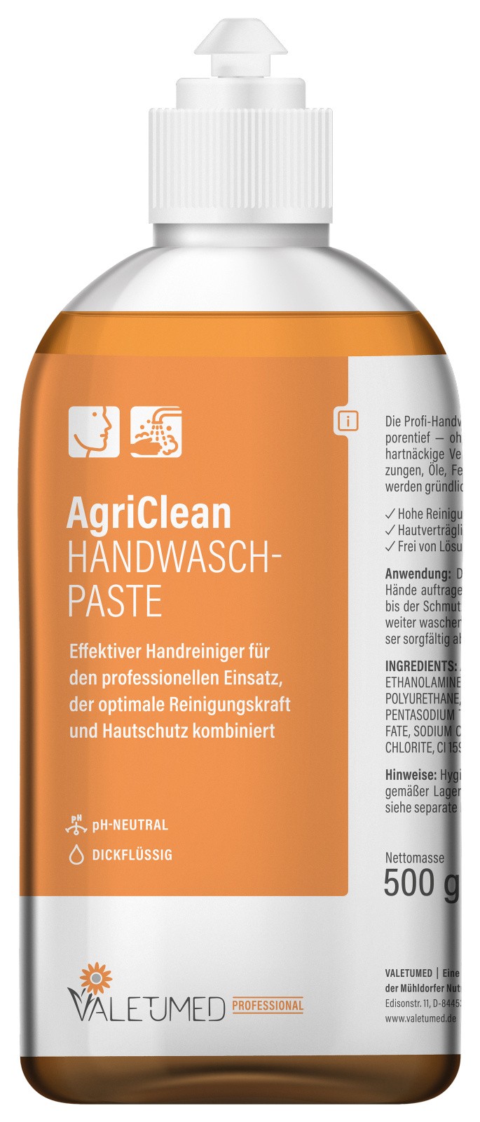 Паста для миття рук AgriClean, 500 мл, VALETUMED
