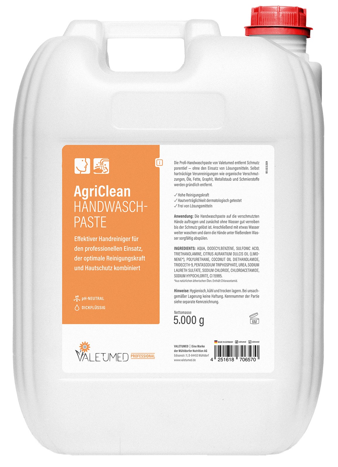 Паста для миття рук AgriClean, 5 л, VALETUMED